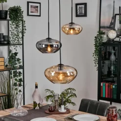 hofstein Mertola Suspension, Boule lumineuse Noir, 3 lumières