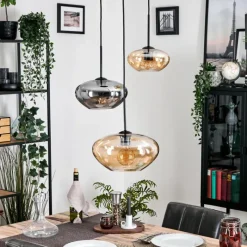 hofstein Mertola Suspension, Boule lumineuse Noir, 3 lumières