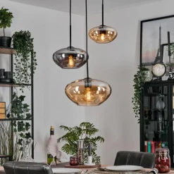 hofstein Mertola Suspension, Boule lumineuse Noir, 3 lumières