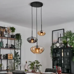 hofstein Mertola Suspension, Boule lumineuse Noir, 3 lumières