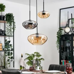 hofstein Mertola Suspension, Boule lumineuse Noir, 3 lumières