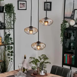 hofstein Mertola Suspension, Boule lumineuse Noir, 3 lumières