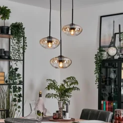 hofstein Mertola Suspension, Boule lumineuse Noir, 3 lumières