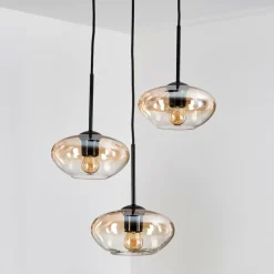 hofstein Mertola Suspension, Boule lumineuse Noir, 3 lumières