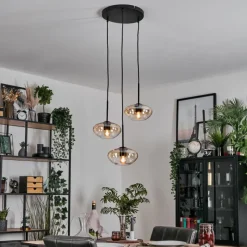 hofstein Mertola Suspension, Boule lumineuse Noir, 3 lumières