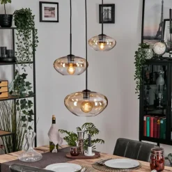 hofstein Mertola Suspension, Boule lumineuse Noir, 3 lumières