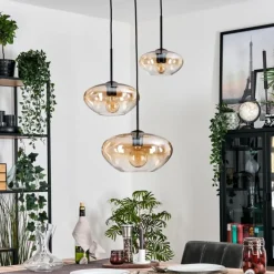 hofstein Mertola Suspension, Boule lumineuse Noir, 3 lumières