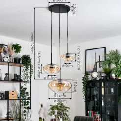 hofstein Mertola Suspension, Boule lumineuse Noir, 3 lumières