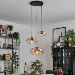 hofstein Mertola Suspension, Boule lumineuse Noir, 3 lumières