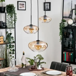 hofstein Mertola Suspension, Boule lumineuse Noir, 3 lumières