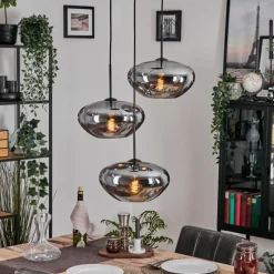 hofstein Mertola Suspension, Boule lumineuse Noir, 3 lumières