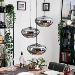 hofstein Mertola Suspension, Boule lumineuse Noir, 3 lumières