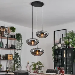 hofstein Mertola Suspension, Boule lumineuse Noir, 3 lumières