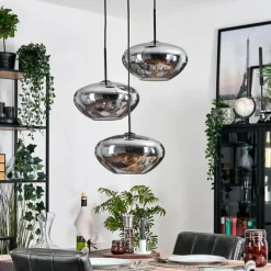 hofstein Mertola Suspension, Boule lumineuse Noir, 3 lumières