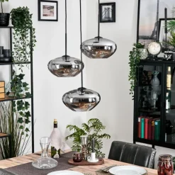 hofstein Mertola Suspension, Boule lumineuse Noir, 3 lumières