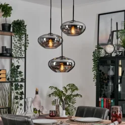 hofstein Mertola Suspension, Boule lumineuse Noir, 3 lumières