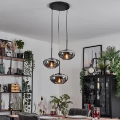 hofstein Mertola Suspension, Boule lumineuse Noir, 3 lumières