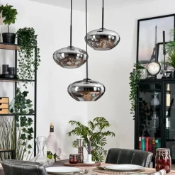 hofstein Mertola Suspension, Boule lumineuse Noir, 3 lumières