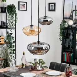 hofstein Mertola Suspension, Boule lumineuse Noir, 3 lumières