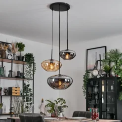 hofstein Mertola Suspension, Boule lumineuse Noir, 3 lumières