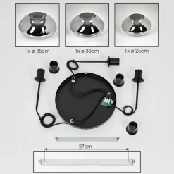 hofstein Mertola Suspension, Boule lumineuse Noir, 3 lumières