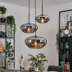 hofstein Mertola Suspension, Boule lumineuse Noir, 3 lumières