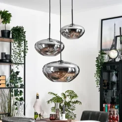 hofstein Mertola Suspension, Boule lumineuse Noir, 3 lumières