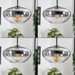 hofstein Mertola Suspension, Boule lumineuse Noir, 3 lumières