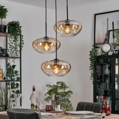 hofstein Mertola Suspension, Boule lumineuse Noir, 3 lumières