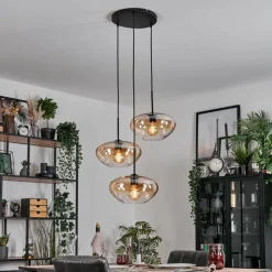 hofstein Mertola Suspension, Boule lumineuse Noir, 3 lumières