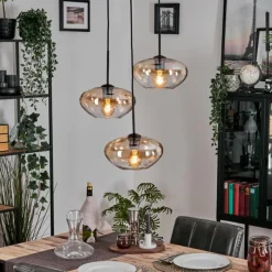 hofstein Mertola Suspension, Boule lumineuse Noir, 3 lumières