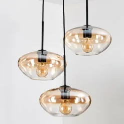 hofstein Mertola Suspension, Boule lumineuse Noir, 3 lumières