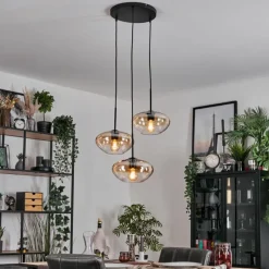 hofstein Mertola Suspension, Boule lumineuse Noir, 3 lumières