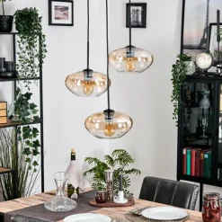 hofstein Mertola Suspension, Boule lumineuse Noir, 3 lumières