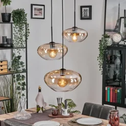 hofstein Mertola Suspension, Boule lumineuse Noir, 3 lumières