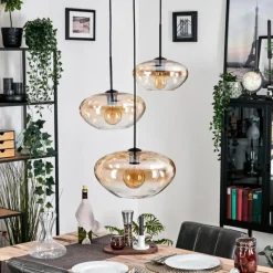 hofstein Mertola Suspension, Boule lumineuse Noir, 3 lumières