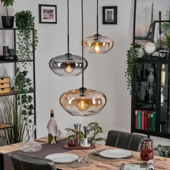 hofstein Mertola Suspension, Boule lumineuse Noir, 3 lumières