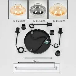 hofstein Mertola Suspension, Boule lumineuse Noir, 3 lumières