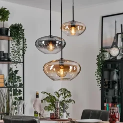 hofstein Mertola Suspension, Boule lumineuse Noir, 3 lumières