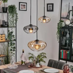 hofstein Mertola Suspension, Boule lumineuse Noir, 3 lumières