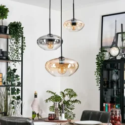 hofstein Mertola Suspension, Boule lumineuse Noir, 3 lumières