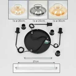 hofstein Mertola Suspension, Boule lumineuse Noir, 3 lumières