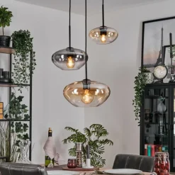 hofstein Mertola Suspension, Boule lumineuse Noir, 3 lumières