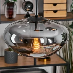 hofstein Mertola Suspension, Boule lumineuse Noir, 3 lumières