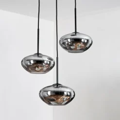 hofstein Mertola Suspension, Boule lumineuse Noir, 3 lumières