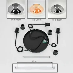 hofstein Mertola Suspension, Boule lumineuse Noir, 3 lumières