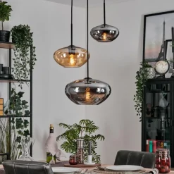 hofstein Mertola Suspension, Boule lumineuse Noir, 3 lumières