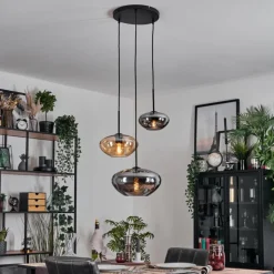 hofstein Mertola Suspension, Boule lumineuse Noir, 3 lumières