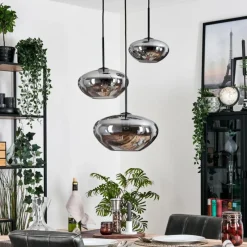 hofstein Mertola Suspension, Boule lumineuse Noir, 3 lumières