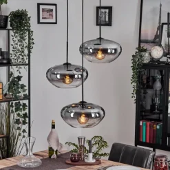 Suspension Verre Fumé-hofstein Mertola Suspension, Boule lumineuse Noir, 3 lumières